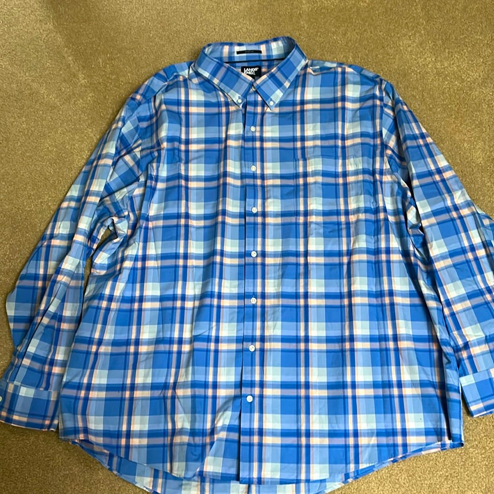 Lands End 20‎-20 1/2 35 4XLT Button Down LS Shirt Supima Cotton No Iron Twill